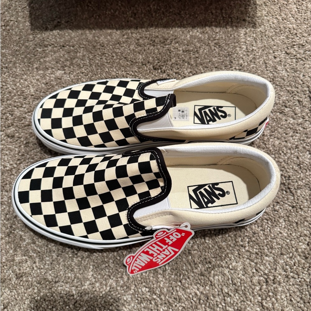 Vans Checkerboard Slip-On Sneakers - Black & Cream